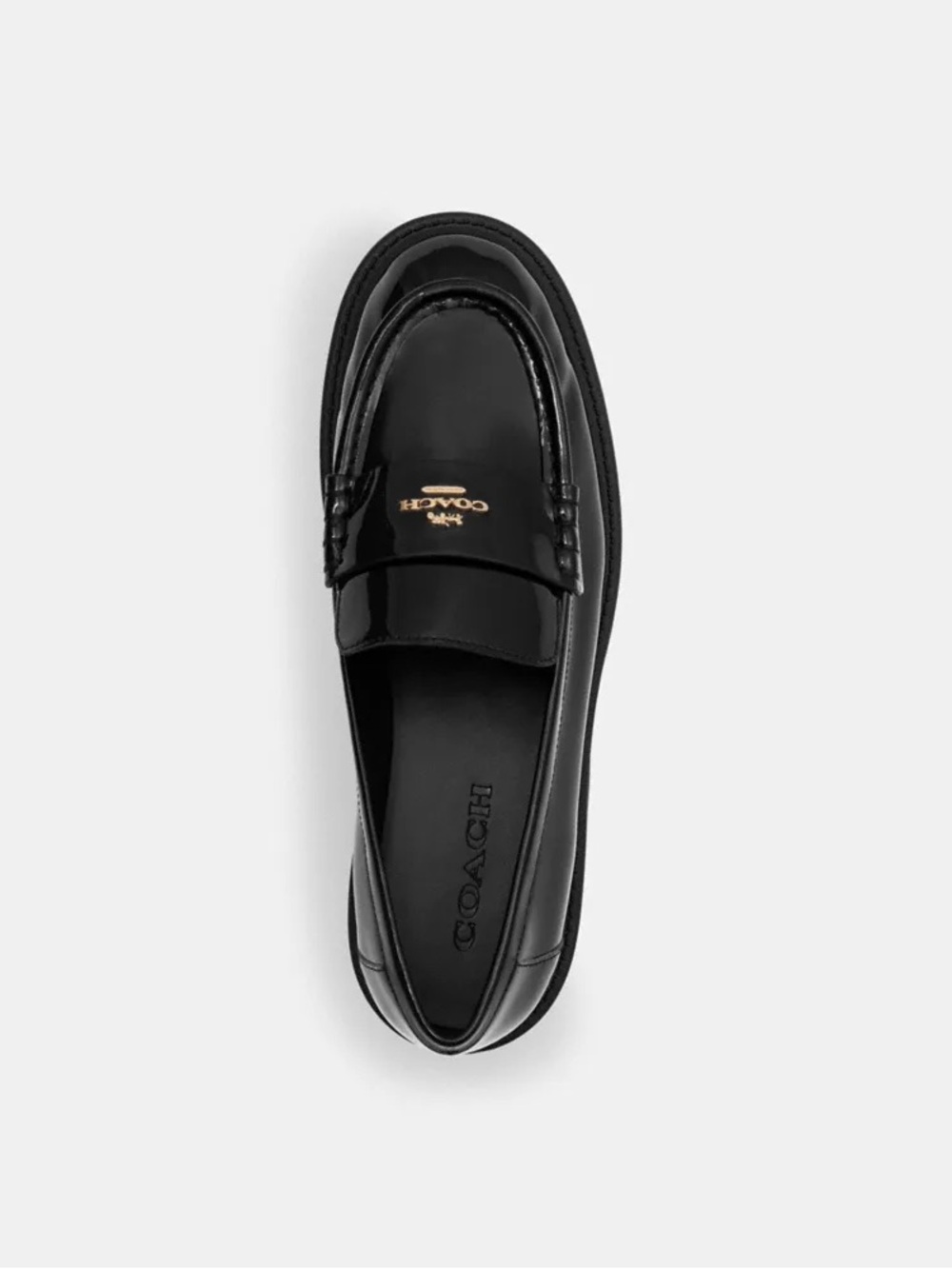 Coach Black Patent Leather Lucy Loafers
